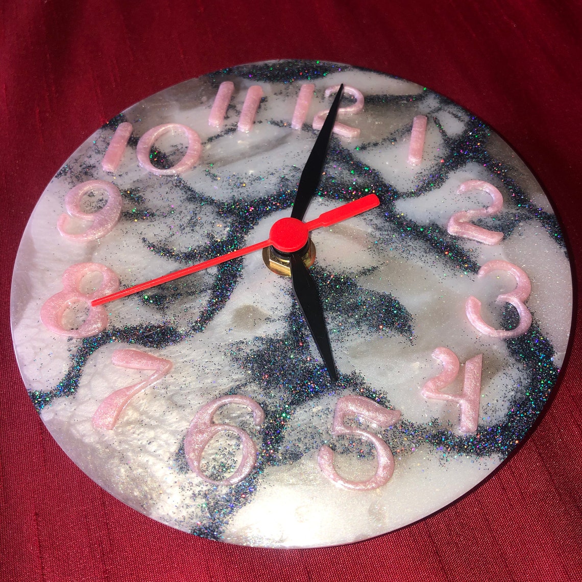 Marble effect resin clock handmade made to order Etsy