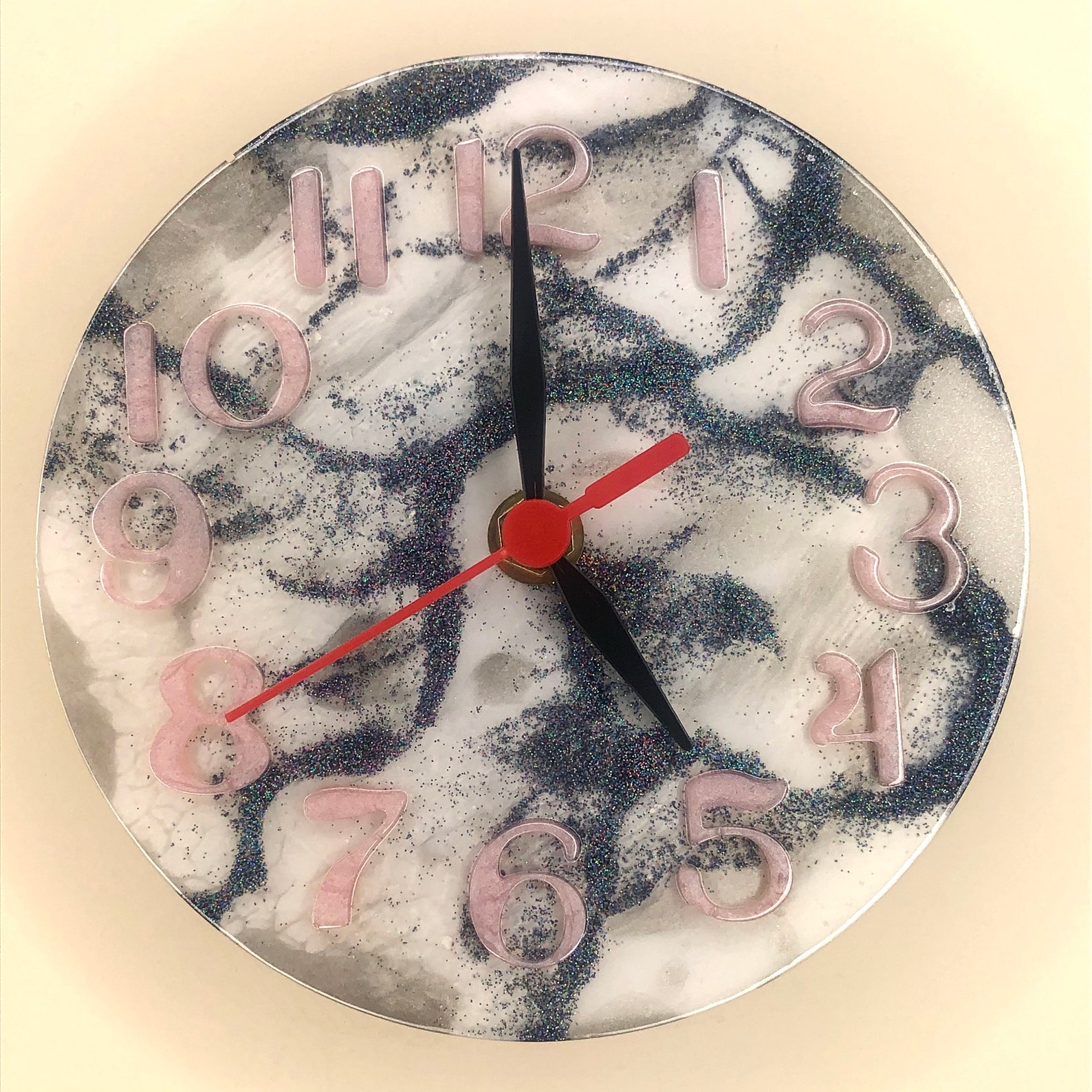 Marble effect resin clock handmade made to order Etsy