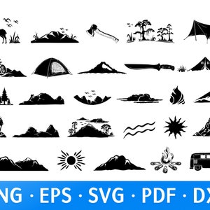 Coleção SVG de Acampamento de Aventura, Clipart de Campista, Camiseta Divertida para Atividades ao Ar Livre, Gráficos de Piquenique de Verão