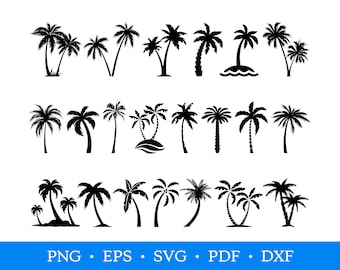 Palmboom Svg & Png, tropische Clipart, strand Vector Image, palmboom silhouet, palmboom Svg-bundel, zomer Svg, Cricut Cut-bestand