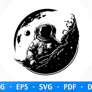 Astronaut im Weltraum SVG, Astronaut SVG, Astronaut Druck, Astronaut Silhouette, Weltraum Clipart, Spaceman Cut File, Astronaut PNG, Universe etc