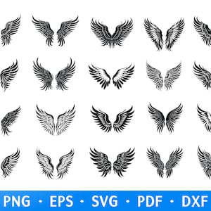 Wings Svg Bundle, Angel Wings Clipart, Heavenly Wings Design, Digital File Pack, SVG for Crafting, Scrapbooking Clip Art