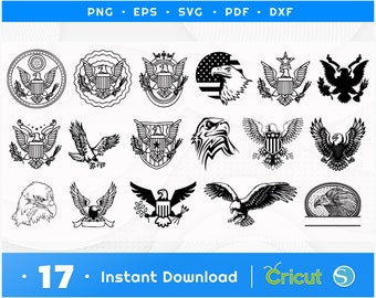American Eagle Svg & Png, Patriotic Clipart, Bald Eagle Vector Image, Eagle Silhouette, Eagle Svg Bundle, USA Svg, Cricut Cut File