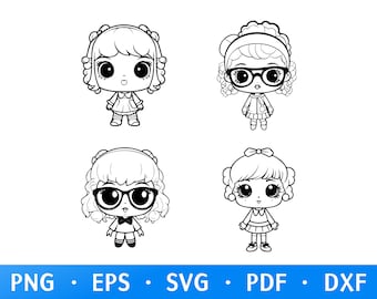 Hand Drawn Baby Doll Svg & Png, Little Doll Clipart, Detailed Doll Vector, Baby Doll Silhouette, Doll Svg Bundle, Cricut Cut File