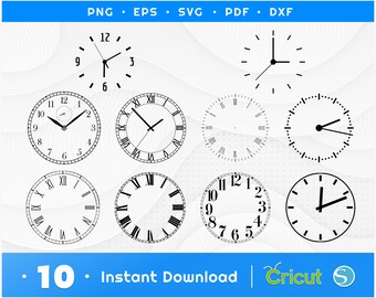 Clock Face SVG Bundle for Laser Cut, Vintage Wall Clock Numbers Svg, Clock Hands Cut Files, CNC Digital Download for DIY Decor