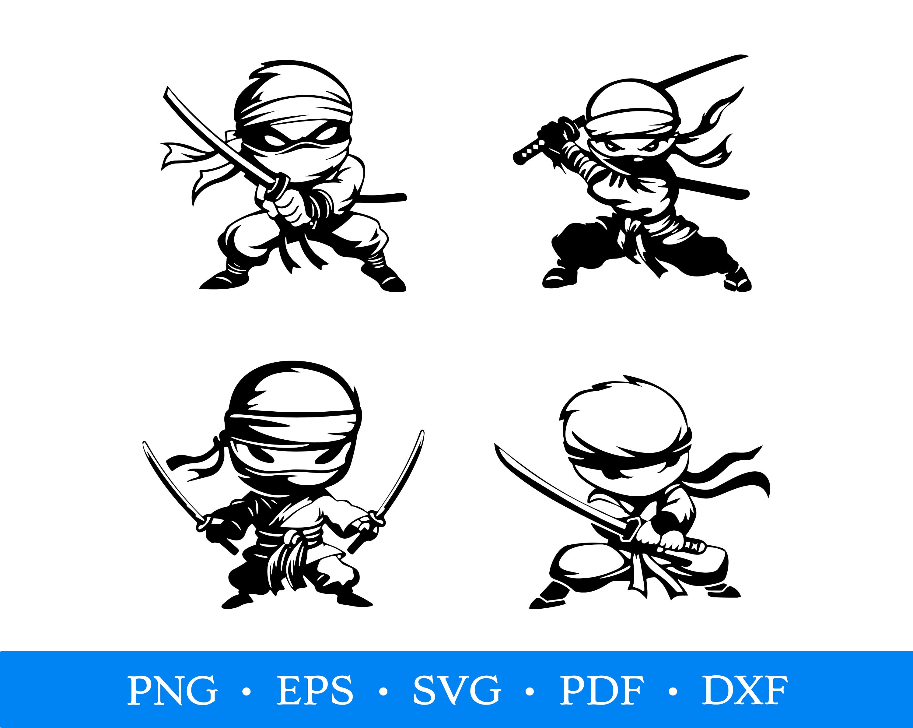 Ninja SVG, Cute Ninja PNG, Ninja Kids Cut Files Bundle, Ninja Clipart ...