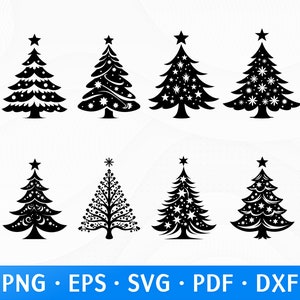 Archivos de corte SVG de árbol de Navidad para elaboración, clip art de pino, descarga instantánea, decoración navideña