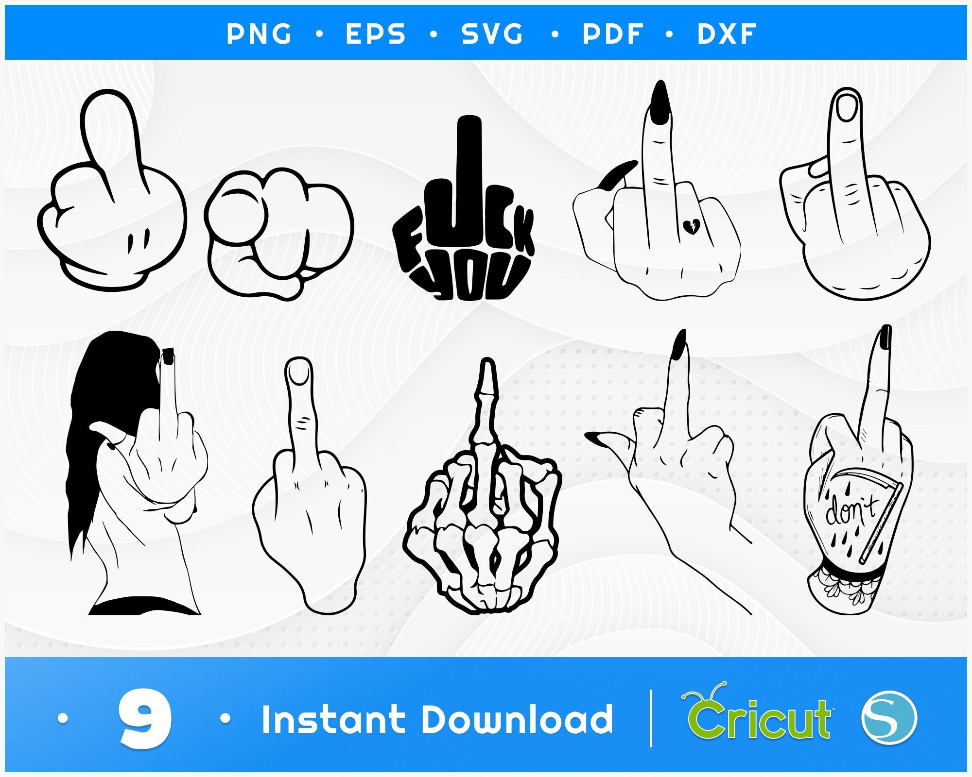 Middle Finger SVG, Flipping off Finger Sign Cut Files, Fuck