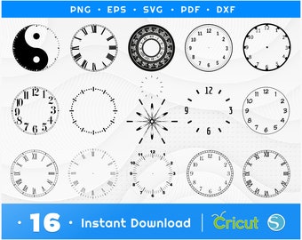 Clock Face Svg & Png, Template Clipart, Clock Vector Image, Clock Silhouette, Clock Face Svg Bundle, Clock Svg, Cricut Cut File
