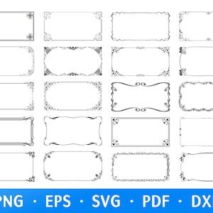 Rahmen SVG, Schnörkelrahmen SVG, Vintage verzierter viktorianischer Rand Clipart, Rechteckiger Rahmen Png, Antiker Rahmen SVG, Dekorativer Rahmen Clipart