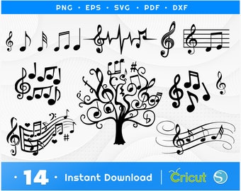 Musical Notes SVG, Music Svg, Guitar Note Svg, Music Tree Svg, Music Silhouette, Music Sheet svg, Treble clef Svg, Music Clipart