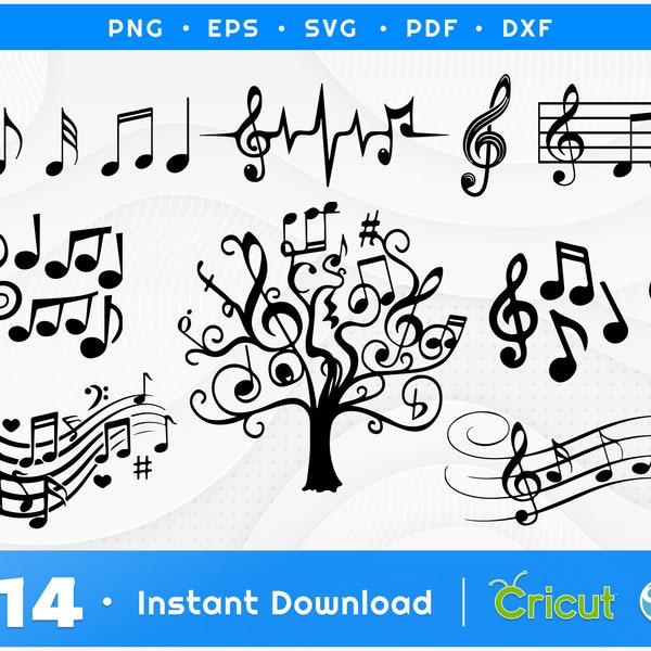 Musical Notes SVG, Music Svg, Guitar Note Svg, Music Tree Svg, Music Silhouette, Music Sheet svg, Treble clef Svg, Music Clipart