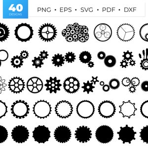 Gears SVG-bundel, Steampunk Gear Svg Cut-bestanden - Tandwielen Clipart Set voor Silhouette en Cricut