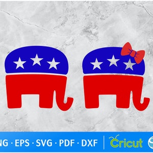 Elefante Republicano GOP SVG, Lets Go Brandon, Elefante Republicano com Arco, Elefante Patriótico Svg, Svg Republicano, Svg GOP
