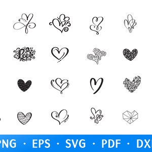 Heart Clipart SVG, Love Doodle Designs, Cute Heart Graphics, Cricut ...