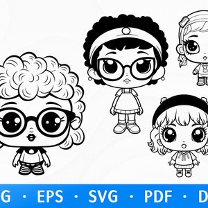 Muñeca bebé Svg, Silueta de muñeca Svg, Niña pequeña Svg, Muñeca linda Svg, Bebé Png, Silueta de muñeca, Archivos de corte de muñeca, Clipart de muñeca bebé