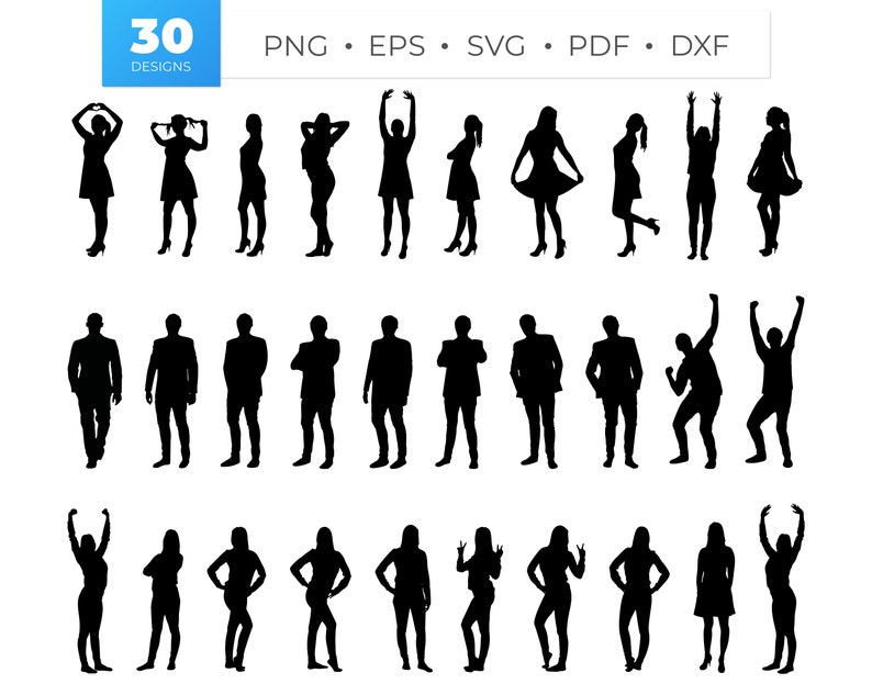 Single People Clip Art Set - Business Men and Women SVG Cut Files