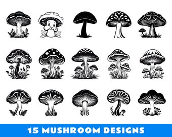 Grzyb SVG i PNG, Clipart Grzybów, Wektorowy Obraz Grzyba, Sylwetka Grzyba, Pakiet Grzybów SVG, Grzyby SVG, Plik Cricut Cut
