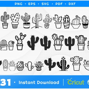 Kaktus geschnitten Dateien für Cricut, Topf Png, Sukkulenten Clipart, Kakteen geschnitten Dateien, sofortiger Download, Kaktussammlung, digitaler Download