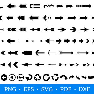 May include: A collection of 70 black arrow icons in various styles, including straight, curved, and angled arrows. The arrows are arranged in rows and are all pointing in the same direction.