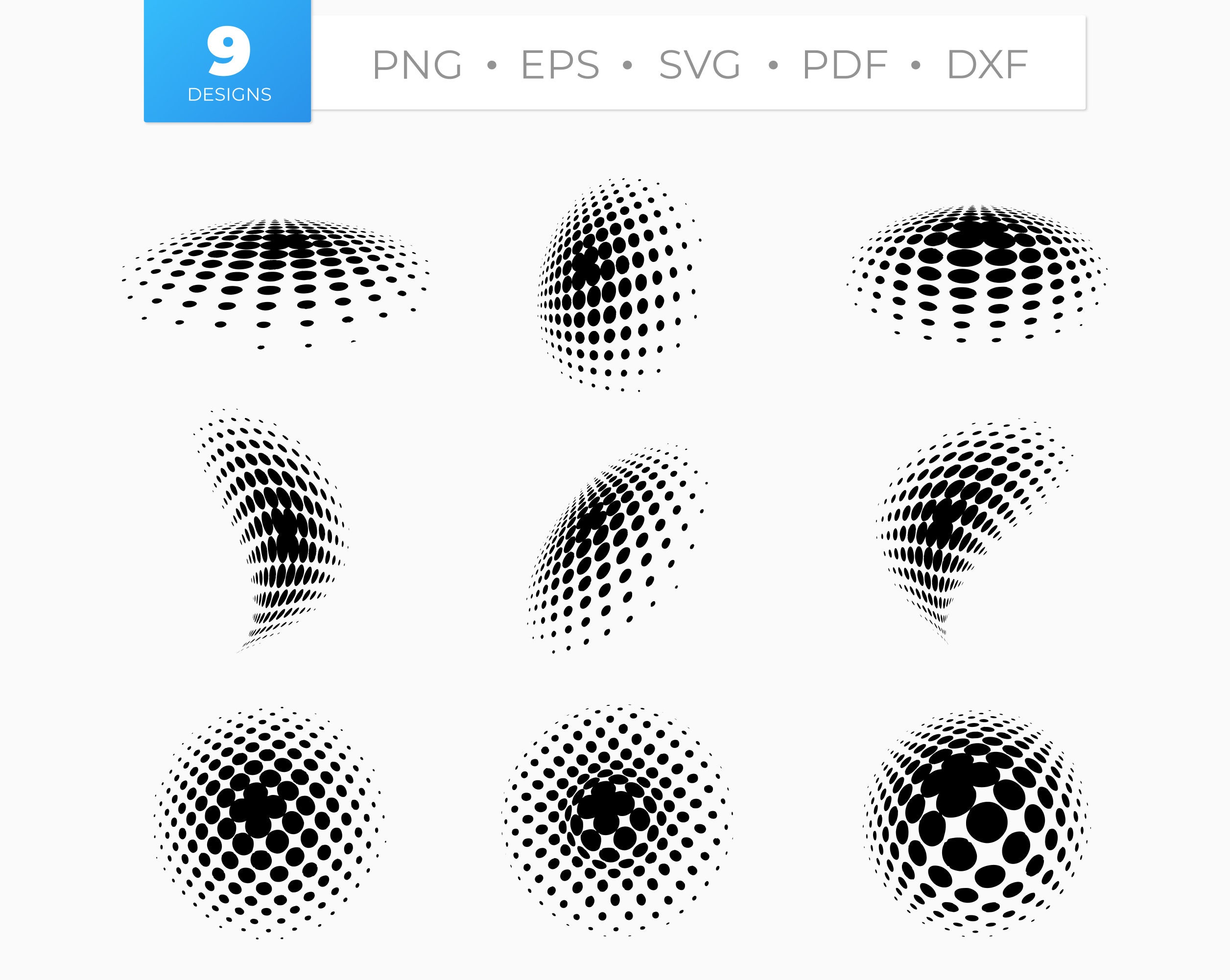 Halftone Dots SVG: Abstract Polka Dot Patterns (digital