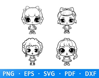 Little Baby Dolls Svg & Png, Detailed Doll Silhouettes, Baby Doll Clipart, Doll Vector Image, Doll Svg Bundle, Cricut Cut File