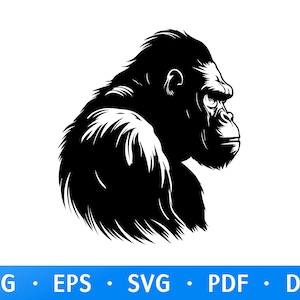Gorilla Head SVG Cut File, African Tribal Mask Clipart, DIY Projects, Detailed African Art, Wild Animal Design