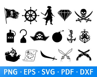 Pirates SVG - Pirate Ship and Pirate Map Designs with Silhouette for DIY Projects