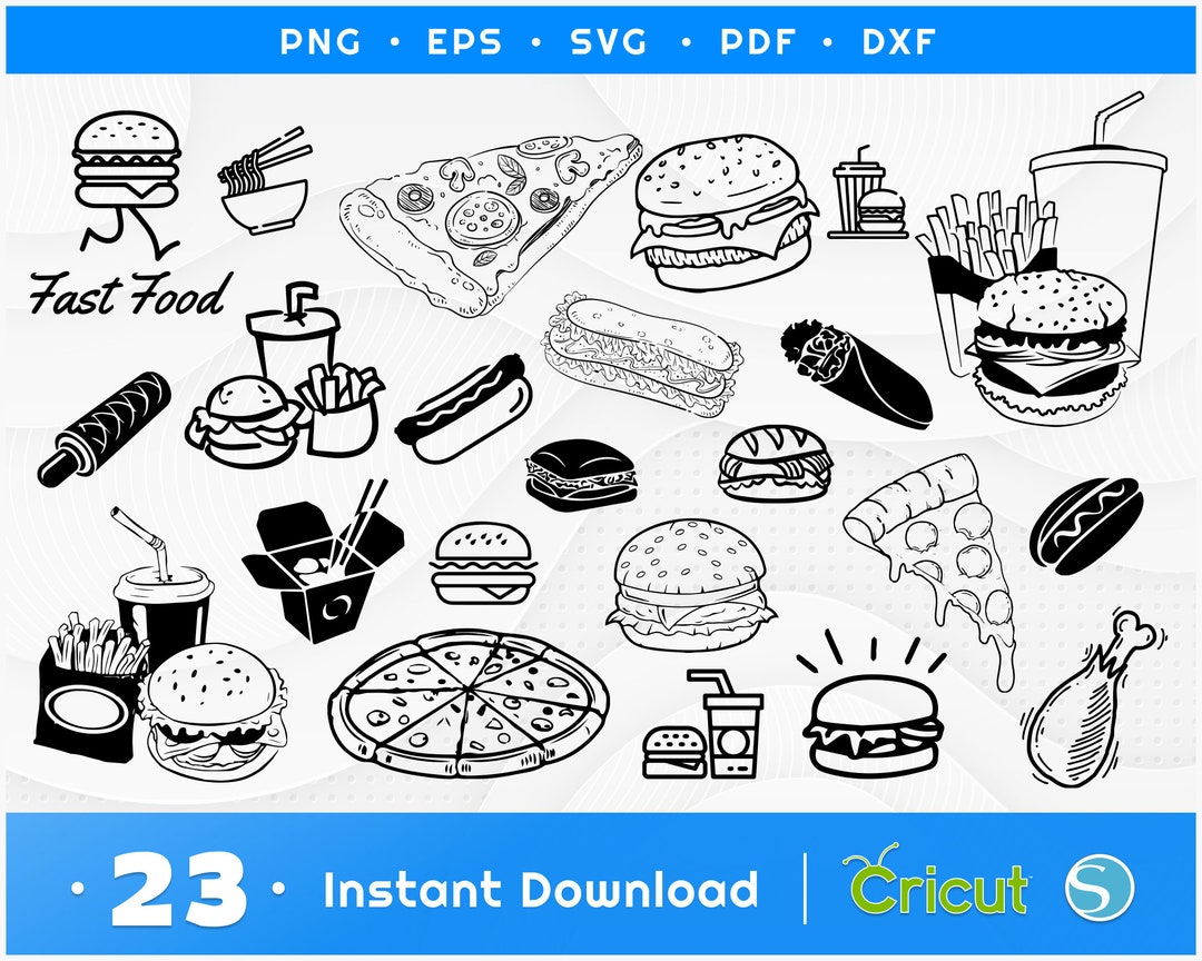 Fast Food SVG, Burger Svg, Pizza Svg, French Fries Svg, Food Clipart