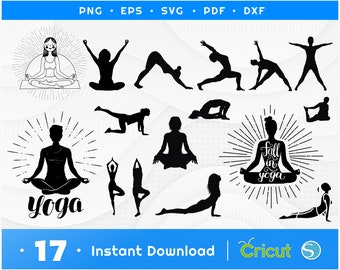 Yoga Svg & Png, Namaste Clipart, Yoga Pose Vector, Meditation Svg, Om Symbol Svg, Lotus Flower Silhouette, Yoga Svg Bundle, Cricut Cut File