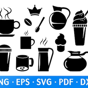 Coffee Lovers Bundle: SVG, Clipart, and Vector Files - Tumbler, Mug, Beans, and Pot Designs - Instant Download