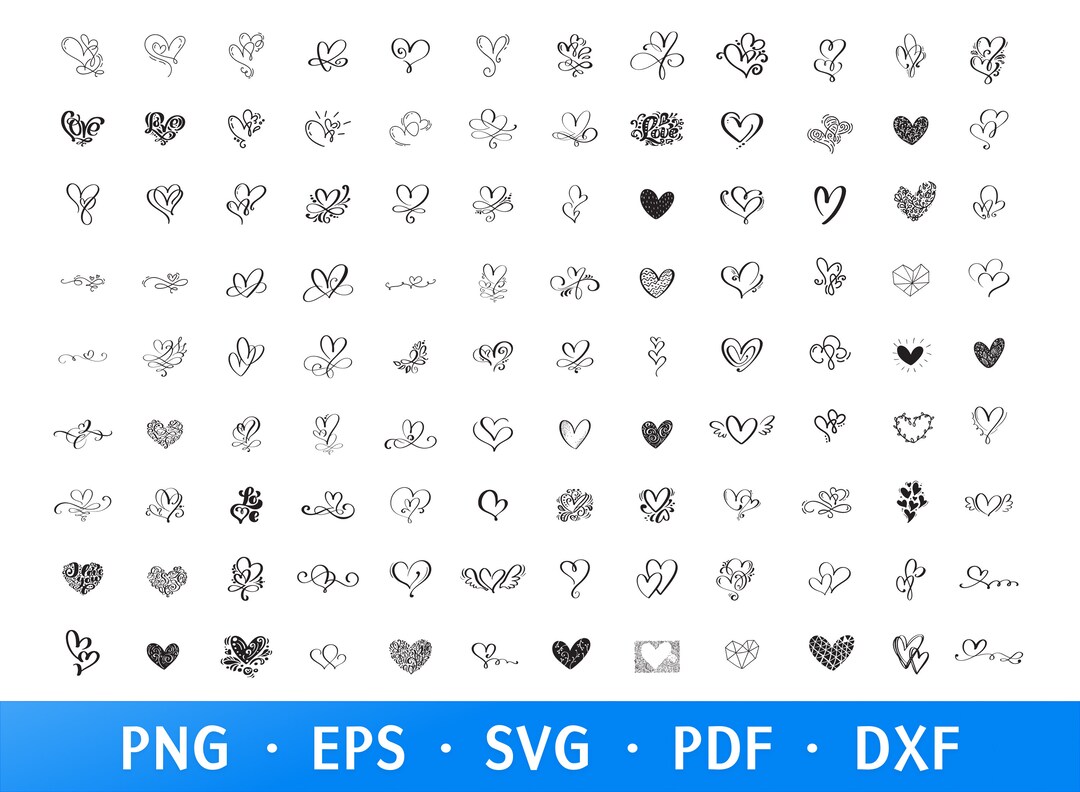 Heart Clipart SVG, Love Doodle Designs, Cute Heart Graphics, Cricut ...