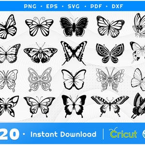 Mariposa SVG, silueta de mariposa, clipart de mariposa, conjunto de clipart de mariposas voladoras, mariposa SVG para manualidades y proyectos