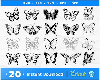 Butterfly SVG, Butterfly Silhouette, Butterfly Clipart, Flying Butterflies Clipart Set, Butterfly SVG for Crafts and Projects