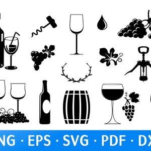 Wine Lovers SVG, Wine bottle Cut File, Wine Clipart, Wine Glass Svg, Wine Bottle Svg, Corkscrew Svg, Alcohol Clipart, Drinking Silhouette