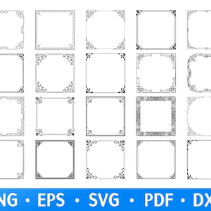 Dekorativer Rahmen SVG, quadratischer Rahmen svg, Vintage Rahmen svg, Flourish Frames svg, Hochzeitsrahmen Cut-Datei, viktorianischer Rahmen Vektor
