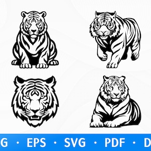 Tiger SVG, Tigerkopf SVG, Tiger Dxf, Tiger Clipart, Tiger Gesicht SVG, Tiger Png, Tiger Silhouette, Tigerkopf Monogramm