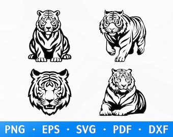 Tiger SVG, Tiger Head Svg, Tiger Dxf, Tiger Clipart, Tiger Face Svg, Tiger Png, Tiger Silhouette, Tiger Head Monogram