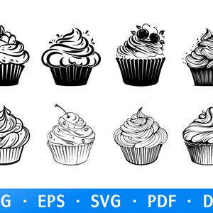 Cupcake Svg, Muffin Svg, Dessert Cup Cake Svg Cutting Files, Cupcake Design Svg, Sweets Svg, Birthday Gifts Instant download