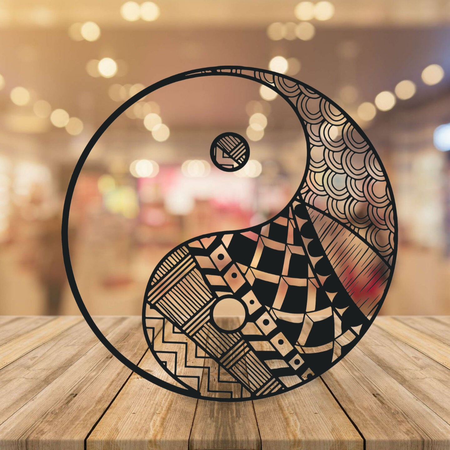 陰陽シンボル SVG: 太極拳、木、ハーモニー シルエット (デジタル