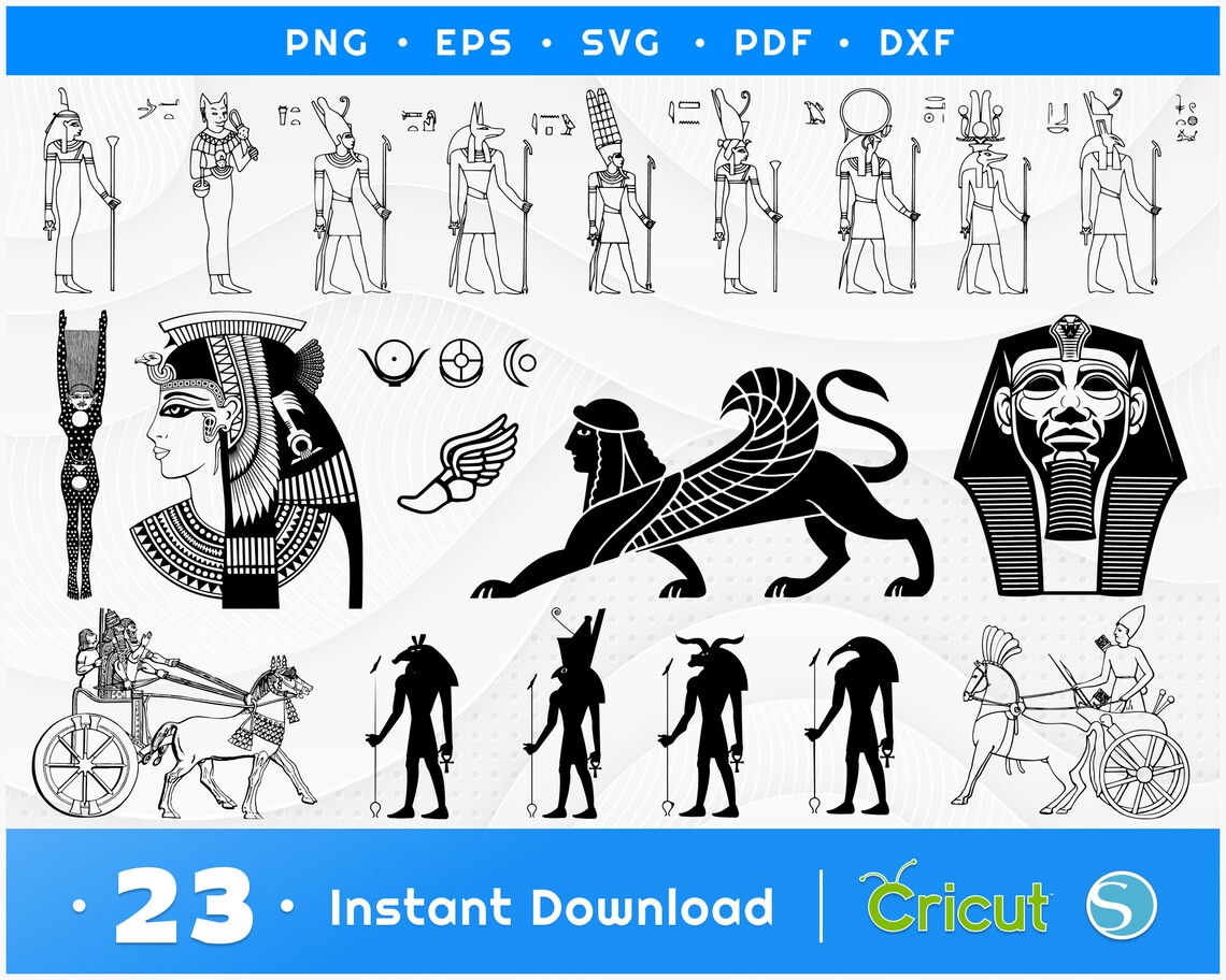 Ancient Egypt Svg & Png, Egyptian Clipart, Pharaoh Silhouette Vector ...