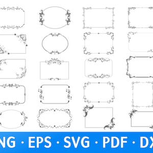 Ramki Vintage SVG, Ramki Prostokątne SVG, Ramki Kołowe SVG, Ramki Wiktoriańskie DXF, Ramki Ślubne SVG - Natychmiastowe Pobieranie