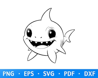 Baby Shark SVG, Baby Shark birthday Silhouette, Shark decor, Shark Clipart, Baby shark for boy Svg, Baby Shark Stencil, Baby shark outline