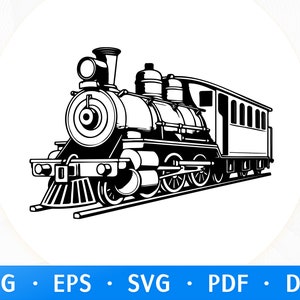 Tren SVG, Locomotora Svg, Tren antiguo de transporte vintage, Silueta de tren modelo, Plantilla de tren, Contorno de tren, Tren cortado por láser, Corte CNC