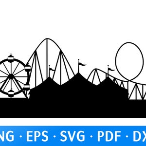 ジェットコースター SVG、遊園地 SVG、コースター SVG、遊園地 クリップアート、フェスティバル PDF、カーニバル カット ファイル シルエット、簡単カット