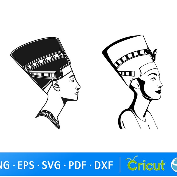 Nefertiti SVG, Ancient Egypt Nefertiti Queen SVG, Nefertiti Clipart, Egyptian Svg, Black Queen Svg, Egyptian Goddess Nefertiti Cut files