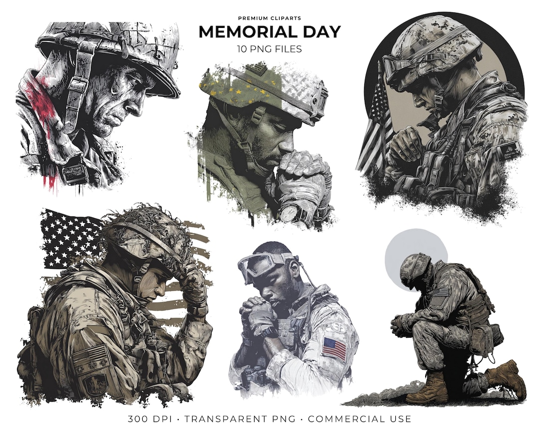 Memorial Day Clipart Fallen Soldier PNG Patriotic Hero Art Veterans Day ...