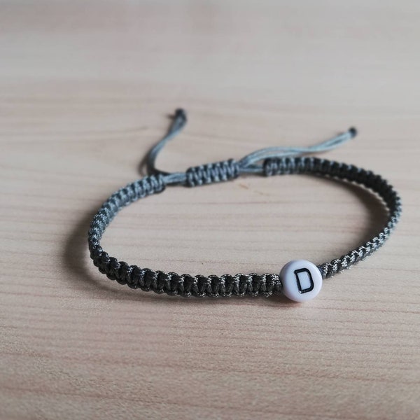 Personalised bracelet/ Initial bracelet/ Macrame knotted bracelet with fully adjustable closure
