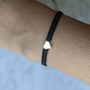 Love heart bracelet/ Couples bracelet/ Macrame knotted bracelet with fully adjustable closure imagem 2