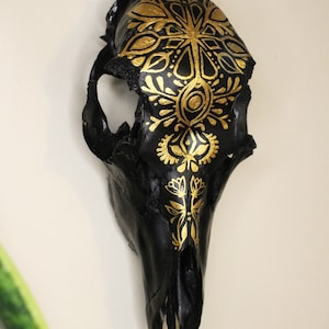 Gold Decorative Hand-Painted Bohemian Antelope Skull